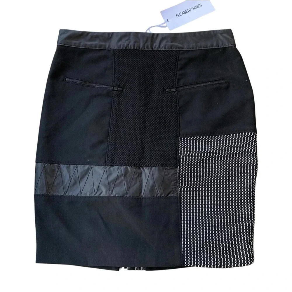Elizabeth & James Hastings Patchwork Colorblock Pencil Skirt Black Size 10